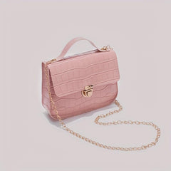 Crocodile Print Flap Shoulder Bag Metal Chain Crossbody Bag