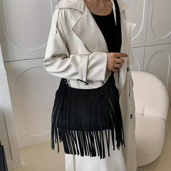 Vintage Style Fringe Shoulder Bag Large Capacity Crossbody Bag