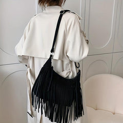 Vintage Style Fringe Shoulder Bag Large Capacity Crossbody Bag