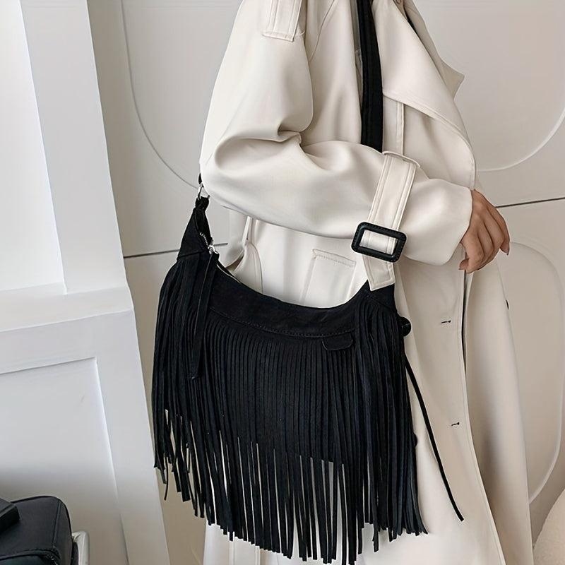 Vintage Style Fringe Shoulder Bag Large Capacity Crossbody Bag