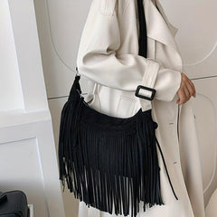 Vintage Style Fringe Shoulder Bag Large Capacity Crossbody Bag