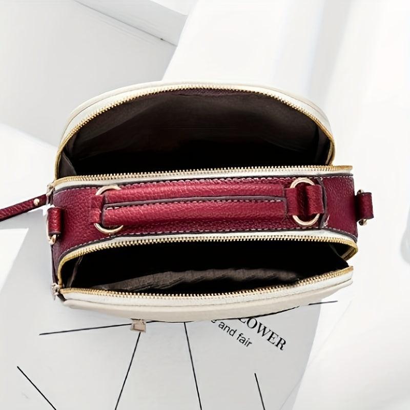 Contrast Handbag Crossbody Bag with Wide Strap