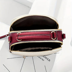 Contrast Handbag Crossbody Bag with Wide Strap