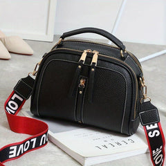 Contrast Handbag Crossbody Bag with Wide Strap