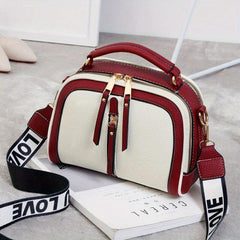Contrast Handbag Crossbody Bag with Wide Strap