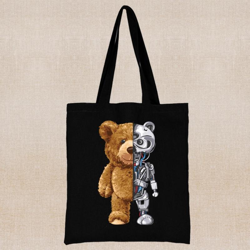Flower Letter Print Tote Bag Travel Shoulder Bag