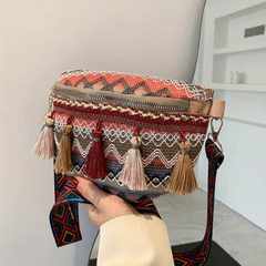 Boho Embroidered Crossbody Bag Vintage Style Chest Bag Women's Boho Bag