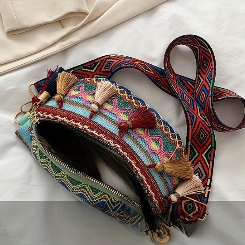 Boho Embroidered Crossbody Bag Vintage Style Chest Bag Women's Boho Bag