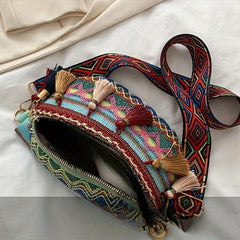 Boho Embroidered Crossbody Bag Vintage Style Chest Bag Women's Boho Bag