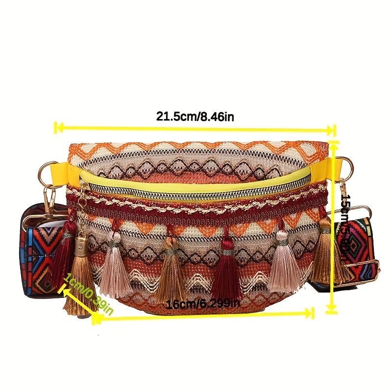 Boho Embroidered Crossbody Bag Vintage Style Chest Bag Women's Boho Bag
