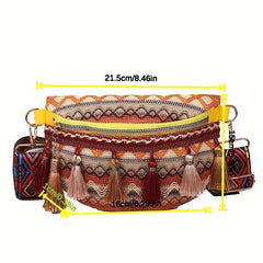 Boho Embroidered Crossbody Bag Vintage Style Chest Bag Women's Boho Bag