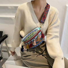 Boho Embroidered Crossbody Bag Vintage Style Chest Bag Women's Boho Bag