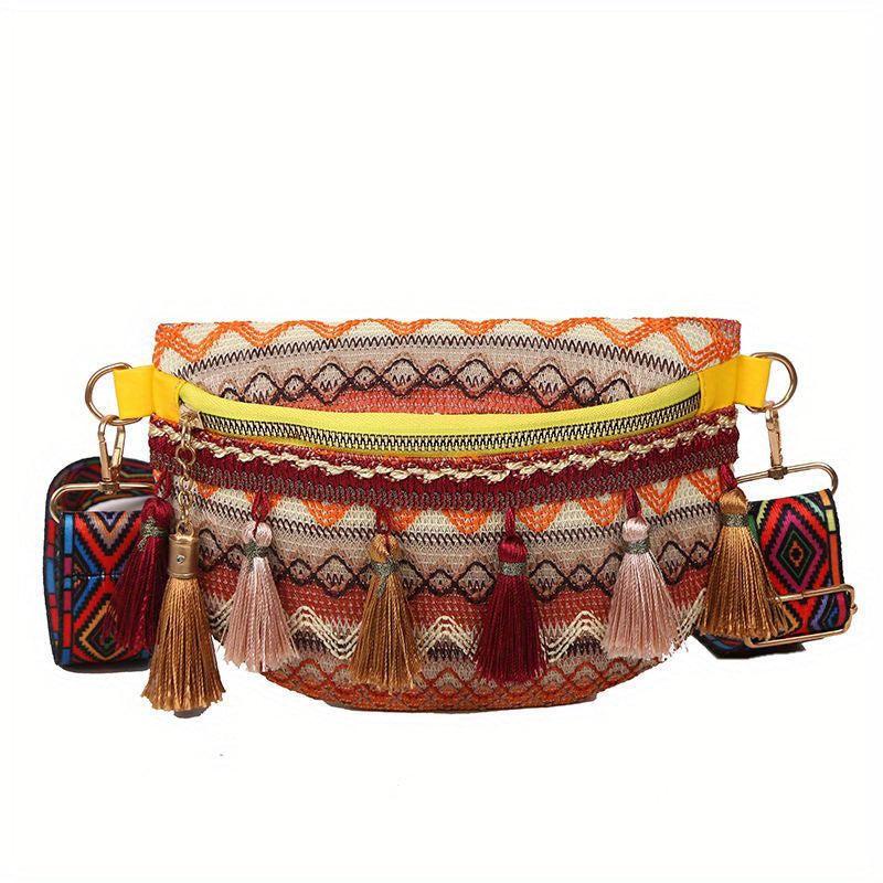Boho Embroidered Crossbody Bag Vintage Style Chest Bag Women's Boho Bag