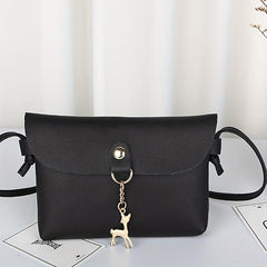 Mini Solid Crossbody Bag with Metal Deer Decor