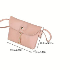Mini Solid Crossbody Bag with Metal Deer Decor