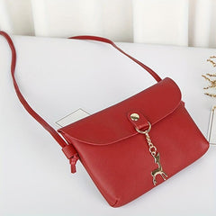 Mini Solid Crossbody Bag with Metal Deer Decor