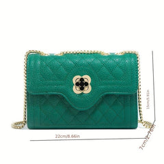 Quilted Textured Crossbody Bag Chain Shoulder Bag Four leaf Clover Decor