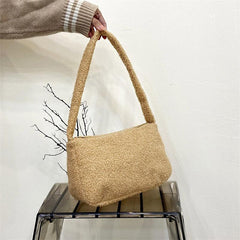 Plush Underarm Bag Solid Shoulder Bag Women's Niche Handbag