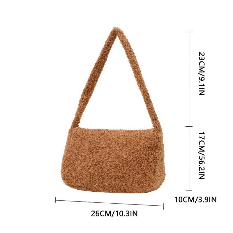 Plush Underarm Bag Solid Shoulder Bag Women's Niche Handbag