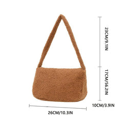 Plush Underarm Bag Solid Shoulder Bag Women's Niche Handbag
