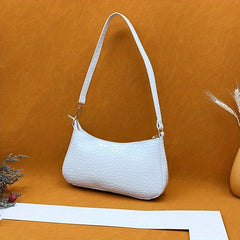 Crocodile Textured Underarm Bag PU Shoulder Handbag