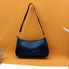 Crocodile Textured Underarm Bag PU Shoulder Handbag