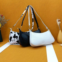 Crocodile Textured Underarm Bag PU Shoulder Handbag
