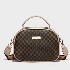 Geo Print Square Shoulder Bag Women's Faux Leather Top Handle Purse