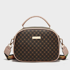 Geo Print Square Shoulder Bag Women's Faux Leather Top Handle Purse