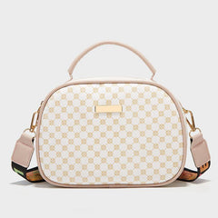 Geo Print Square Shoulder Bag Women's Faux Leather Top Handle Purse