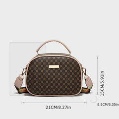 Geo Print Square Shoulder Bag Women's Faux Leather Top Handle Purse