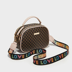 Geo Print Square Shoulder Bag Women's Faux Leather Top Handle Purse