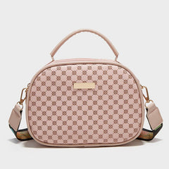 Geo Print Square Shoulder Bag Women's Faux Leather Top Handle Purse