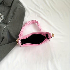 Crocodile Embossed Shoulder Bag Solid Ruched Handle Underarm Bag