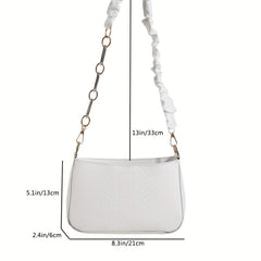 Crocodile Embossed Shoulder Bag Solid Ruched Handle Underarm Bag
