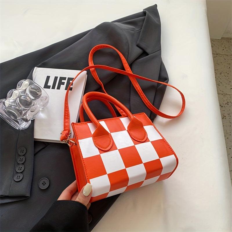Checkerboard Pattern Small Bag Stylish Shoulder Bag Niche Satchel Bag