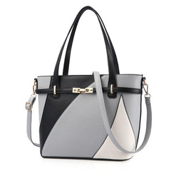 Coloblock Quilted Hand Tote Bag Women's Large Capacity Shoulder Bag Satchel