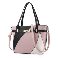 Coloblock Quilted Hand Tote Bag Women's Large Capacity Shoulder Bag Satchel