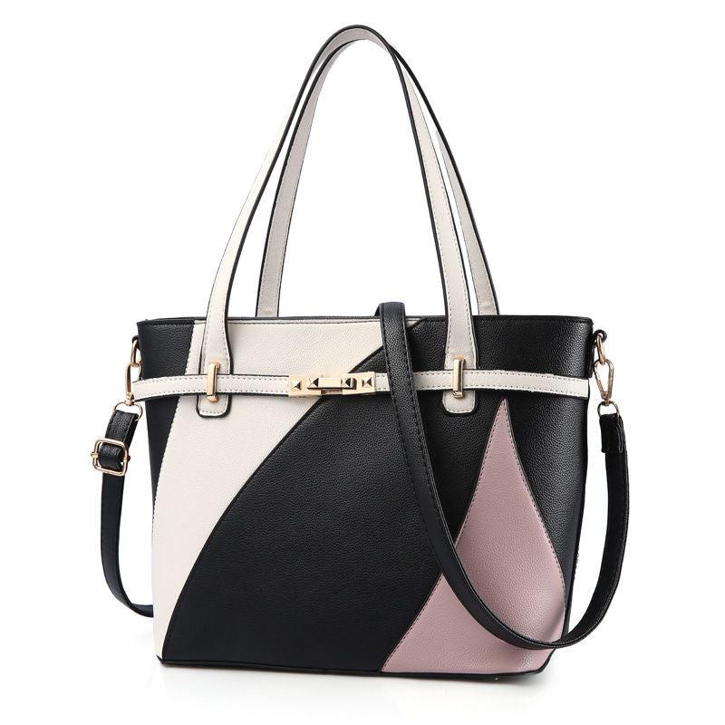 Coloblock Quilted Hand Tote Bag Women's Large Capacity Shoulder Bag Satchel