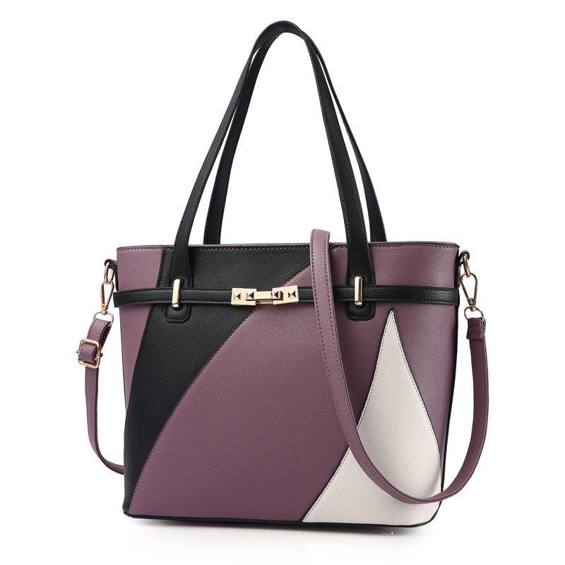 Coloblock Quilted Hand Tote Bag Women's Large Capacity Shoulder Bag Satchel