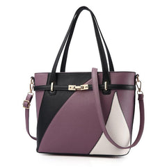 Coloblock Quilted Hand Tote Bag Women's Large Capacity Shoulder Bag Satchel