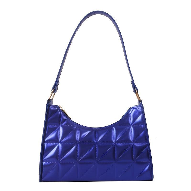 Argyle Quilted Shoulder Bag PU Leather Handbag Underarm Purse