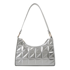 Argyle Quilted Shoulder Bag PU Leather Handbag Underarm Purse