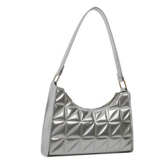 Argyle Quilted Shoulder Bag PU Leather Handbag Underarm Purse