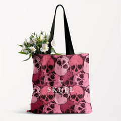Retro Skull Pattern Canvas Shoulder Bag Large Capacity Shopping Bag