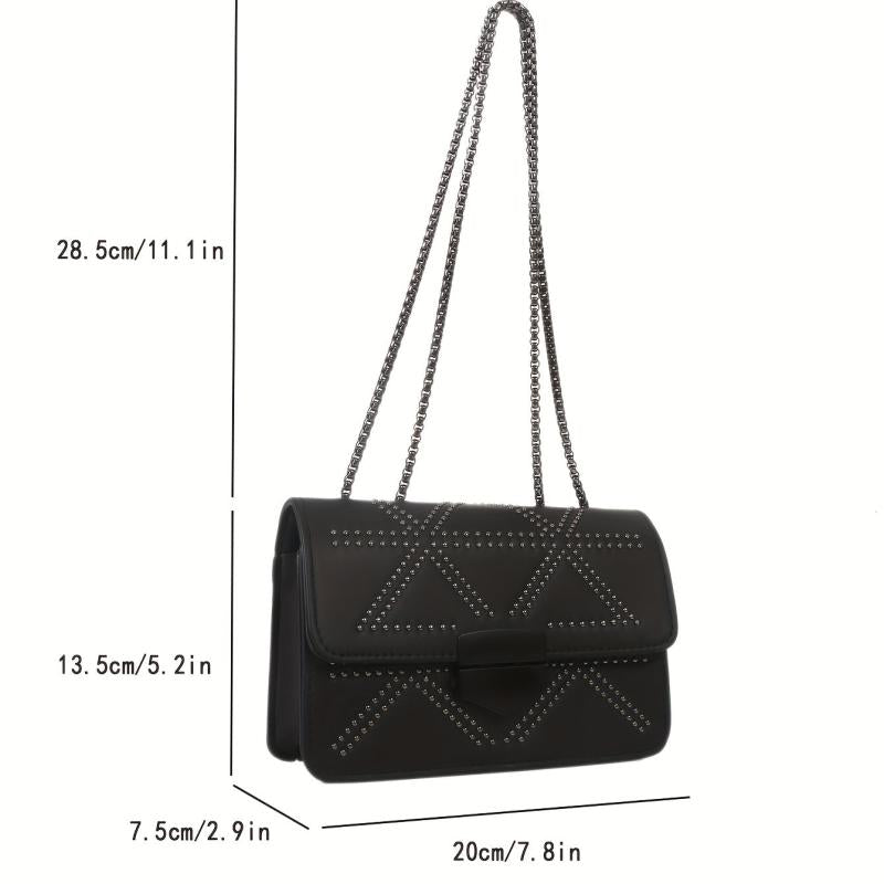 Studded Crossbody Bag Punk Shoulder Handbag
