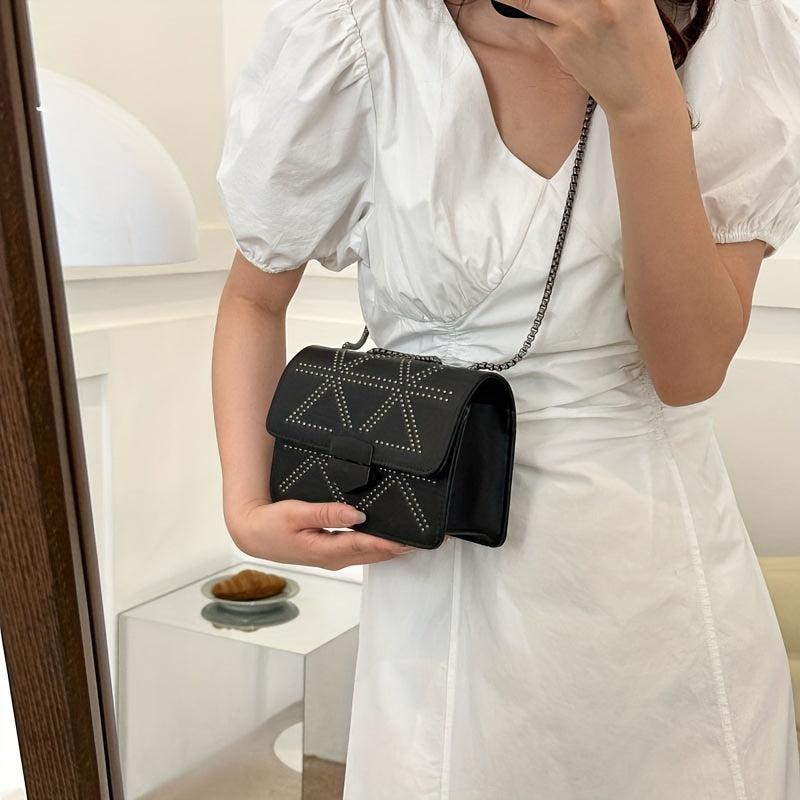 Studded Crossbody Bag Punk Shoulder Handbag