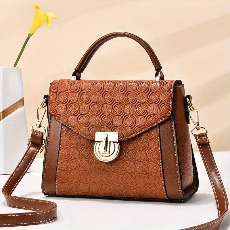 Vintage Pattern Square Shoulder Bag Work Satchel Bag Women's Bag