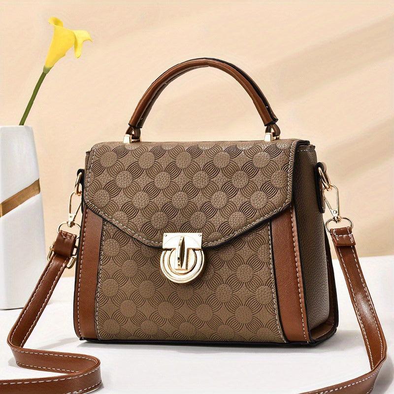 Vintage Pattern Square Shoulder Bag Work Satchel Bag Women's Bag