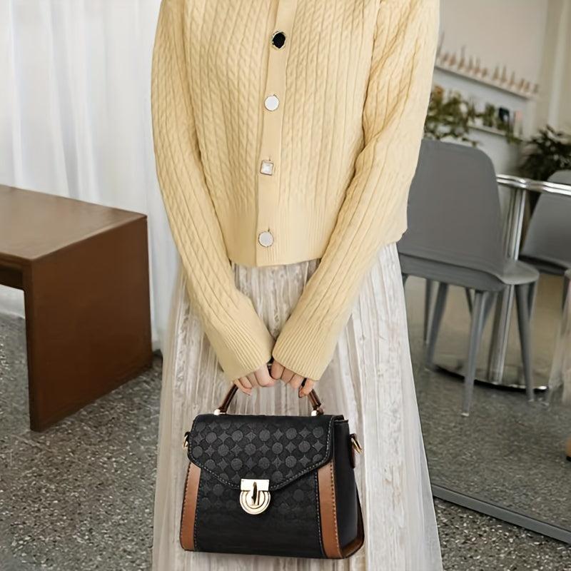 Vintage Pattern Square Shoulder Bag Work Satchel Bag Women's Bag
